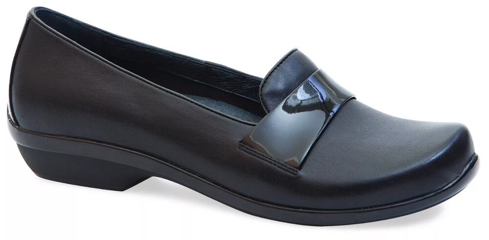 Dansko Oksana Loafers Leather Strobel Patent Strap Shoes Slip On Black 6